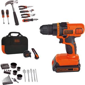 BLACK+DECKER 20V MAX 68-Piece Cordless Drill and Home Tool Project Kit with Tool Storage Bag (LDX120PK)