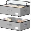 Under Bed Storage with Wheels, No Assemble Required 10 inches height Under Bed Storage bins,Large capacity Rolling Under bed Shoe Storage containers，dorm under bed storage drawers