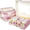 Mother''s Day Auto-pop Up 4pcs Pastry Box with Window 12x12 Inch Donut Pie Boxes Bakery Box for Mother''s Day