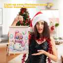 LZYRF Trendy Pink Christmas Santa Snowman Wall Art Poster Framed, Coquette Christmas Decor, Girly Pink Striped Winter Xmas Canvas Prints Wall Decor for Girls Room Dorm Apartment, 12x16 Inch Set of 2