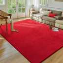 Softlife Red Area Rug for Bedroom Living Room, Solid Non-Slip 5x7 Fluffy Carpet with Soft Low Pile for Kids Boys Girls, Machine Washable Fuzzy Aethetic Rugs Home Dorm Decor