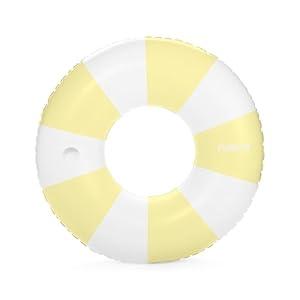 FUNBOY Giant Vintage Yellow Stripe Inflatable Tube Pool Float with Cup Holder 48" | Large Pool Float for Adults | Inner Tube Swimming Pool Toys Swim Rings | Pool Lounger Float for Pool Party & Summer