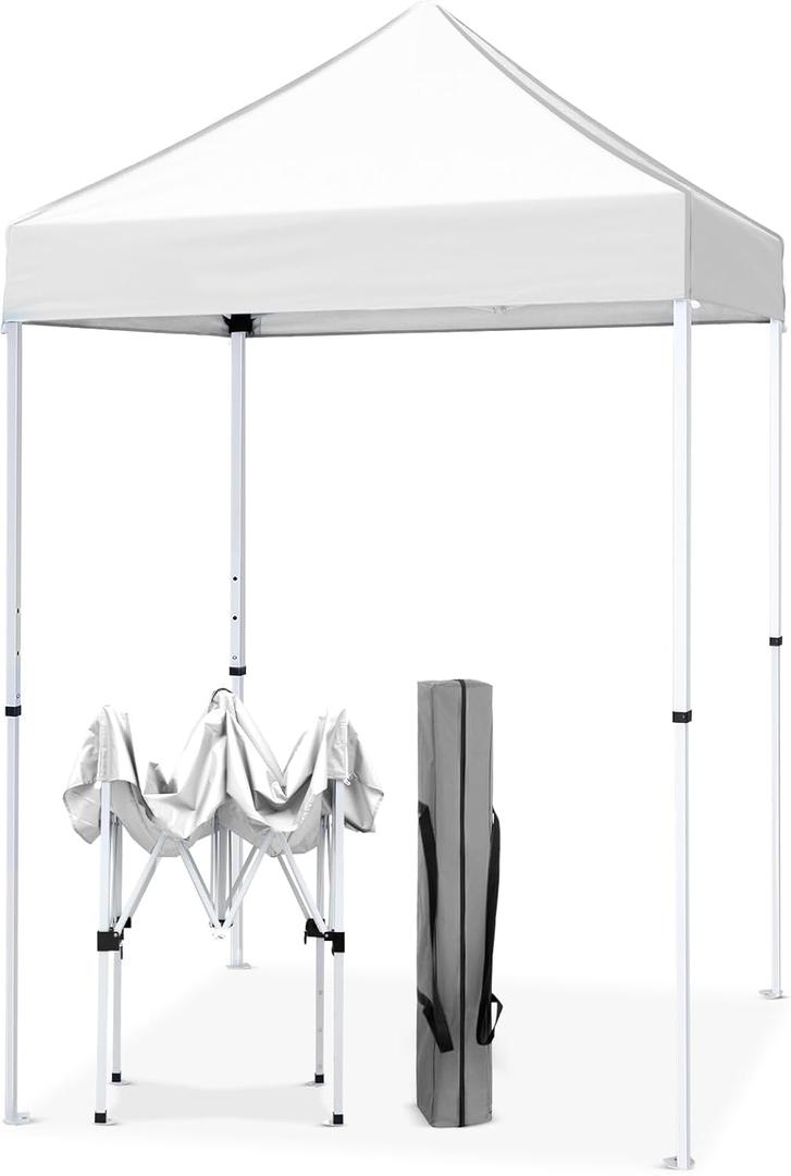 EAGLE PEAK 5x5 Pop Up Canopy Tent Instant Outdoor Canopy Easy Set-up Straight Leg Folding Shelter, White