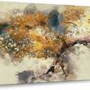 ElephantStock Autumn Tree Wall Art - Horizontal Wrapped Canvas - 1-Piece Living Room Wall Decor - Autumn Watercolor Canvas Print - Orange and Brown Decor for Wall - 12" X 8"