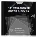 ZOLEF Vinyl Record Outer Sleeves 50 Pack Crystal Clear 3+ Mil High-Density Covers for 12" LP Albums | Acid-Free, Static-Resistant Technology | Archival Quality for Dust, Dirt & Scratch Prevention