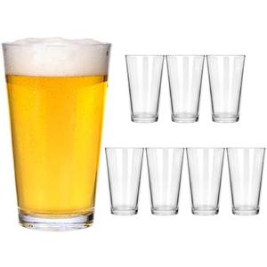 CUCUMI 8pcs 16oz Beer Pint Glasses, Drinking Glasses Set of 8 Highball Glasses Water Cups for Cold Beverages