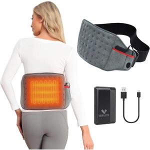 Vofuoti Cordless Heating Pad, Portable Heated Pad with Battery and 3 Heat Settings, Rechargeable Electric Heating Pads for Back, Abdomen, Gifts for Women Men (8"x22", Gray)