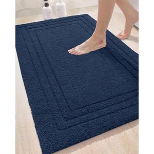 DEXI Bathroom Rug 43x24, Ultra Soft Absorbent Bath Mats for Bathroom, Shower Floor Bathmat Non Slip, Washable Bath Rugs Carpet for Tub, Sink, Navy