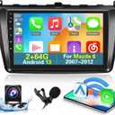 [2+64G] Android 13 Car Radio for Mazda 6 2007-2012 with Wireless Carplay and Android Auto - 9 Inch Touch Screen Car Stereo - Multiple UI Themes/GPS/WiFi/SWC + AHD Backup Camera