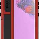 LOVE MEI for Samsung Galaxy S21 5G Case, Outdoor Sports Military Heavy Duty Metal Cover Waterproof Shockproof Dustproof Full Body Protective Case with Built-in Tempered Glass Screen Protector (Red)