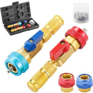 R134A R1234YF Valve Core Remover Tool, Air Conditioning Valve Core Remover Installer Tool Set for R134a R1234yf R22, High Low Pressure AC Valve Core Quick Remover Installer Tool (R134A/R1234YF)