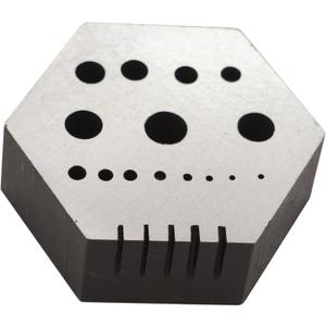 TAURISH Hexagonal Steel Riveting Anvil Block 17mm Thick Multi-Functional Bench Tool for Drilling, Riveting, Jewelry Making, and Watch Repair Hardened Steel Block with 15 Holes and 5 Slots