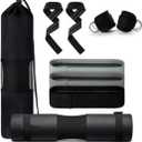7 Pack Barbell Squat Pad Hip Thrust Pad Bar Cushion Bars Pad Gym Ankle Straps Hip Exercise Band (Black)