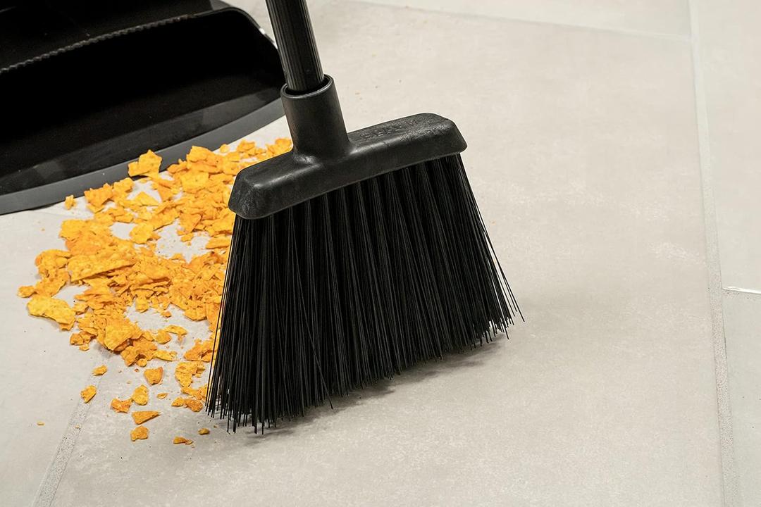Carlisle FoodService Products Duo-Sweep Plastic Small Debris Lobby Broom with Handle, 30 Inches, Black, (Pack of 12)