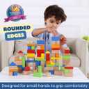 Pidoko Kids Building Blocks for Toddlers 1-3, 100 Pcs Wooden Blocks - Includes Storage Bucket and Shape Sorter Lid - Montessori Wood Block Gifts For Preschool Boys & Girls