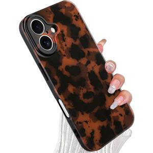 Phone Case for iPhone 16 Case Lightweight Tortoiseshell TPU Slim Phone Cover for Women Girls Grily Brown Shockproof Phone Cover for iPhone 16, Tortoise Print