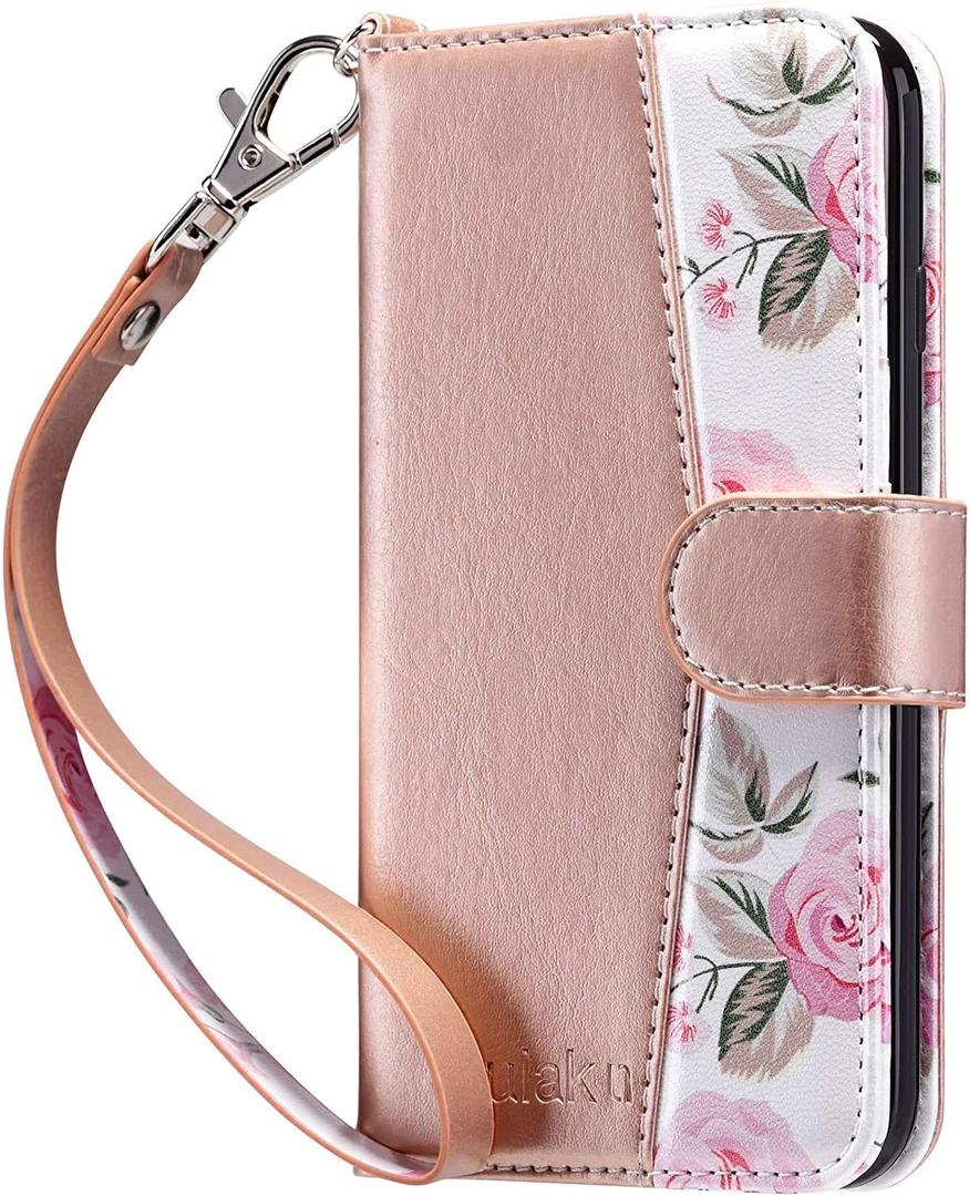 ULAK Compatible with iPhone 8 Plus/7 Plus Wallet Case for Women Girls, Premium PU Leather Flip Cover with Card Holders, Kickstand Feature Protective Purse Case 5.5 Inch,Floral