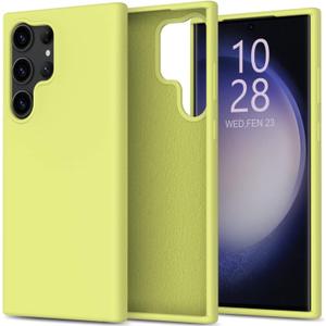 bemal for Samsung Galaxy S25 Ultra Case - Smooth Silky Liquid Silicone - Slim Fit Soft Microfiber Lining - Designed for Women and Girls - Shockproof Protective Phone Cover 6.8"- Yellow Green