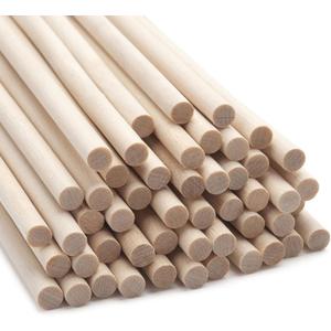 Wooden Dowels Wooden Sticks for Crafts 1/4" x 17.5", 50 PCS Wood Dowel Rods, Wood Sticks for Crafting, Macrame Dowels, Unfinished Round Hardwood Stick for Tiered Cake Support Flower Bouquet, Popsicle