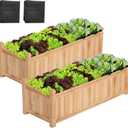 VIVOSUN 2-Pack Raised Garden Bed 3.6x1.3Ft Outdoor Wood 43.5x16x14 Planter