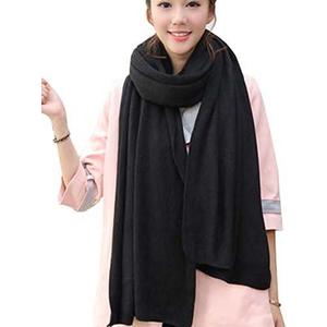 Wander Agio Womens Warm Winter Infinity Scarves Set Blanket Scarf Pure Color (Black)