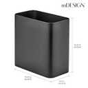 mDesign Small Metal 2.4 Gallon/9 Liter Trash Can Wastebasket Garbage Bin for Bathroom, Slim Rubbish Waste Bin Trashcans - Mirri Collection - Black