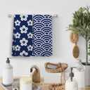 2 x Blue Flowers Kitchen Towels, Floral Dish Towels, Clouds Kitchen Towels Decorative Set, Flower Prints Decoration for Home, Cute Hand Towels, Gifts for Women, Set of 2, 16x24 (Blue-1)