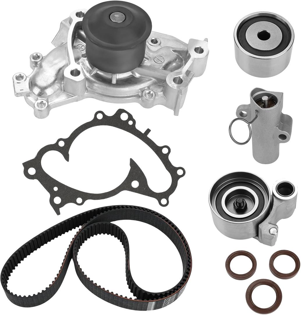 Engine Timing Belt Kit with Water Pump Compatible with 2001-2010 Toyota Camry Highlander Sienna Solara, 2002-2008 Lexus S300 RX330 RX400h 3.0L 3.3L Replacement for TKT-026 3470-1257 TCKWP257A