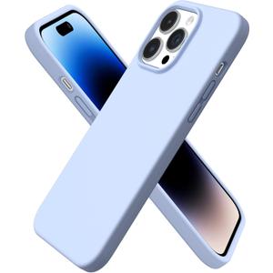 ORNARTO Compatible with iPhone 14 Pro Max Case 6.7, Slim Liquid Silicone 3 Layers Full Covered Soft Gel Rubber Phone Case Protective Cover with Microfiber Lining 6.7 inch-Baby Blue