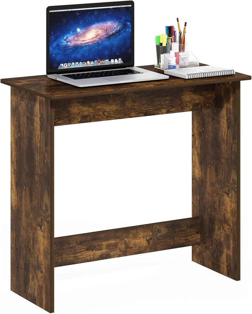 Furinno Simplistic 31-Inch Rustic Brown Computer Desk, Small Office Desk, Rectangular Home Office Desk with Drawers, Gaming Desk for Home Office, Bedroom, Study Room, Amber Pine, 31.3" x 15.4"