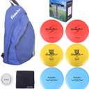 DISC Golf Set Includes 1pc Heavy Duty Nylon Backpack Bag, 2pcs Drivers, 2pcs Mid-Ranges, 2pcs Putters, 1pc Mini Disc Marker, 1pc 12x12 Embroider Logo Black Towel and 1pc Gift Color Box