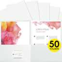 50Pcs White Folders with Pockets and Business Card Holder,2 Pocket Folders for School,Home or Office,Durable Heavy Duty File Folders