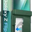 for Samsung Galaxy Z Flip 7 Case Wallet with Card Holder (3 Cards) & Hinge Protection & Outer Screen Protector, Shockproof Rugged Cover Phone Case for Samsung Galaxy Z Flip 7 5G 2025, Green