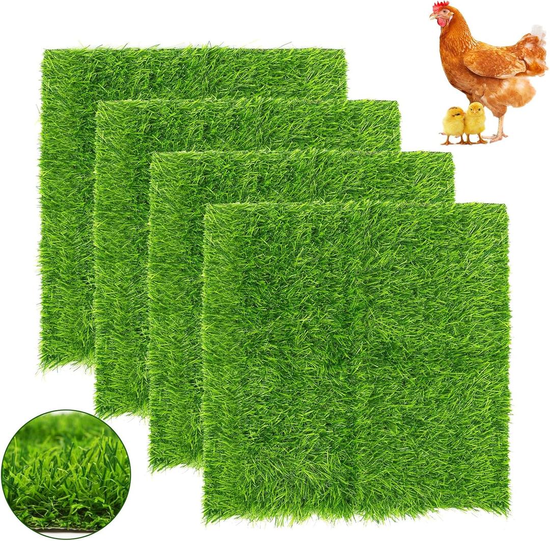 Chicken Nesting Pads Set 1212"-Washable Artificial Grass Nesting Pads-for Chicken Coopsfor Chicken Coop and Pet Garden Lawn Indoor Outdoor (4 Pack) (Green)
