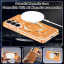 Magnetic for Galaxy S26 Ultra Case with Invisible Ring Stand[Compatible with MagSafe]Full Body Slim Women Girl Shockproof Marble Pattern Design Case for Samsung Galaxy S26 Ultra,Shiny Orange