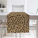 HOSNYE Table Runner Fashion Leopard Fur Pattern,Cotton Linen Table Runner Decoration for Kitchen Family Dinner Table Holiday Party Farmhouse Style 13 x 72 Inch