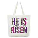 luixd Easter He Is Risen Canvas Tote Bag For Women - Easter Gift Ideas - Reusable Handbag Grocery Bag For Party Egg Hunt Basket - A04