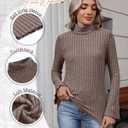 3 x 3 Pack Women's Turtleneck Sweaters Ribbed Knitted Bell Long Sleeve Pullover Shirt Basic Tops Fall Winter(Light Coffee, Apricot, Black,Large) (Black, L)