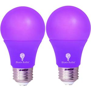 BlueX Bulbs 2 Pack LED A19 Purple Light Bulb - 9W (60Watt Equivalent) - E26 Base LED Bulb, Party Decoration, Porch, Home Lighting, Holiday Lighting, Non-Dimmable.