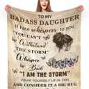to My Badass Daughter Blanket from Dad - to My Daughter from Dad and Mom Gifts for Daughters Blanket, 60" x 80" (Christian)