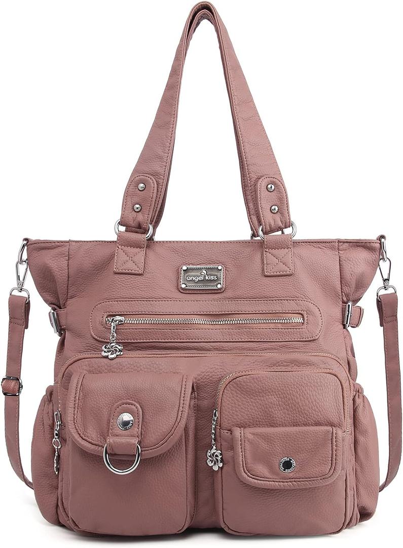 Angelkiss Purses Handbags for Women PU Tote Satchel Bags for Women Pockets Shoulder Bags
