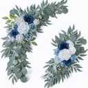 ponatia Wedding Arch Flowers (Pack of 2), Artificial Dusty Blue Flowers & Welcome Signs Decorations for Wedding Ceremony Reception