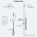 FPXRNG Shower Faucet Set Bathroom Square Rain Shower Head and Handle Set, Wall Mounted Shower Fixtures, Full Metal Trim Repair Kit 10 inch Brushed Nickel (With Shower Valve)