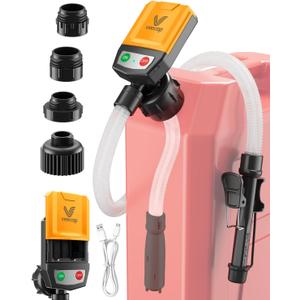 Automatic Electric Fuel Transfer Pump with Auto-Stop, 3.8GPM & 51" Hose & 4 Size Adapters Gas Can Pump with Leak Protection for Gasoline, Diesel, Kerosene, Gifts for Men Dad Him - 2nd Gen Yellow Black