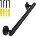 1.6 FT Black Metal Heavy Duty Stair Railing Indoor, Wall Mounted Iron Staircase Handrail - Hand Railings Kit for Garage, Basement, Porch Steps, Outdoor Deck Rails, Safety Grab Bars for Elderly, Black 