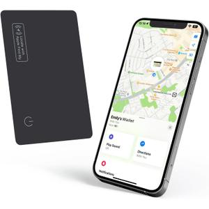 Eelexa Wallet Tracker Card, Rechargeable Thin Finder, Works with Apple Find My (iOS Only), Item Locator for Luggage Tags, Passports, Phone, IP68 Waterproof (1 Pack, Black)