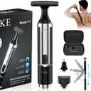 FOKE Back Shaver for Men, Ultra-Wide 1.8" T-Shaped Head, Includes Travel Case, Mens Back Shaver Rechargeable with Long Handle, Safety Lock, Waterproof IPX7, Multi-Functional Body Hair Trimmer,(Black)