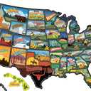 RV State Travel USA Map Vinyl Sticker - Camper Trailer Decals for Window with State Flag - Road Trip Map of America - Waterproof, UV Protection for Window, Door or Wall (Popular)