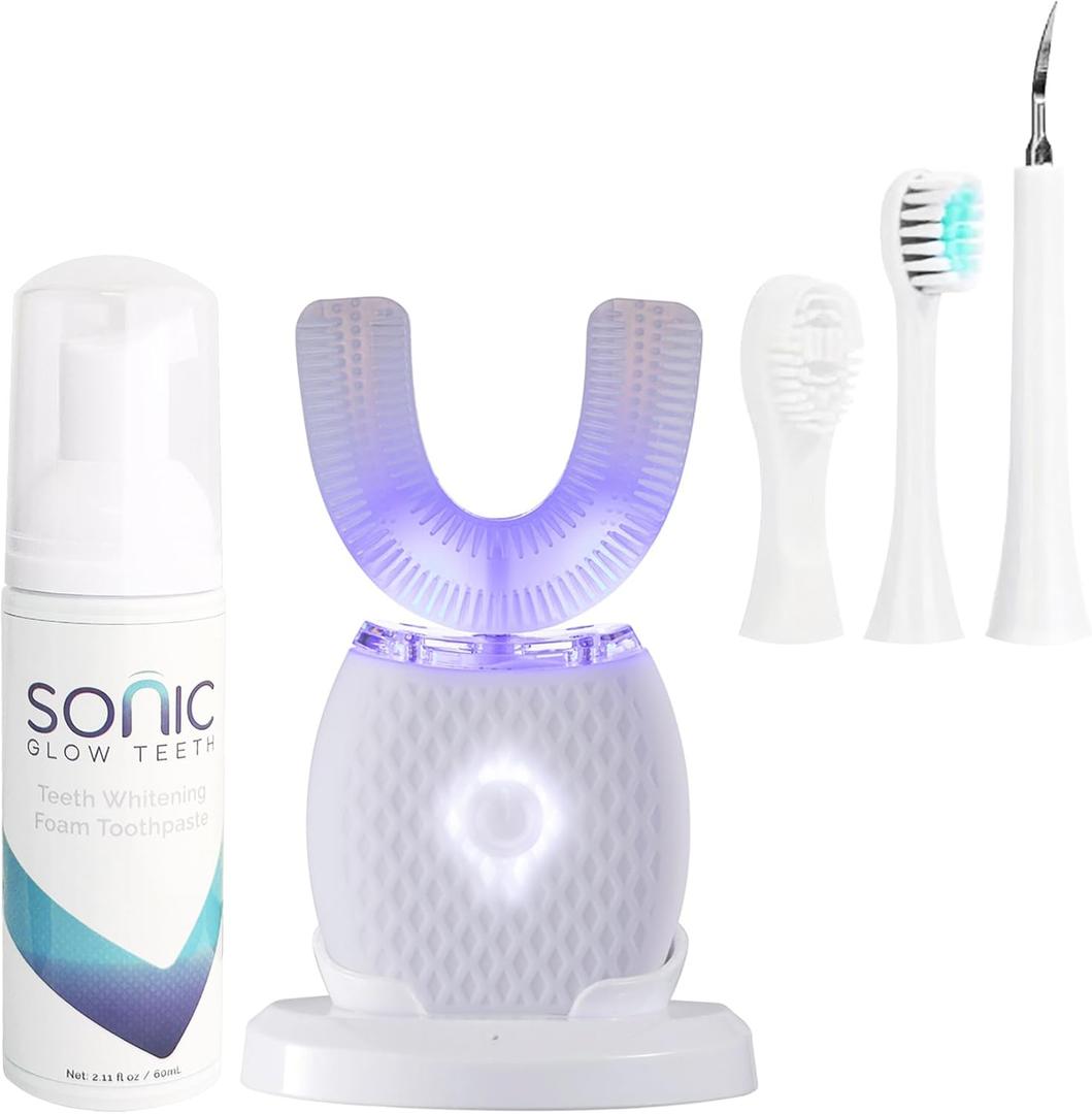 Ultrasonic Toothbrush for Adults - Automatic Electric Toothbrush with Soft Bristles & 30s Timer Rechargeable Portable Design with Wireless Charging Waterproof & Washable for Travel & Home Use (White)