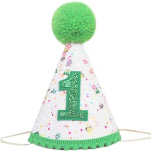 HGFC Wild One Birthday Crown - Woodland 1st Decor, Deep Green 1st Birthday Hat For Boy, Green Cake Smash Photo Prop